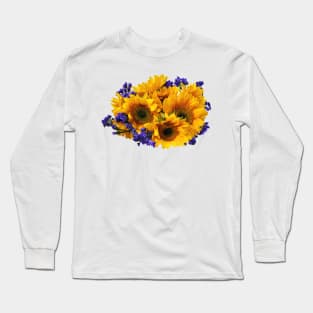 Bouquet of Sunflowers and Purple Statice Long Sleeve T-Shirt